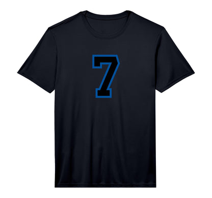 Blue Black Sports Team Number 7 T-Shirt - Graphic Print for Adults - T-Shirt, Sweatshirt, Hoodie