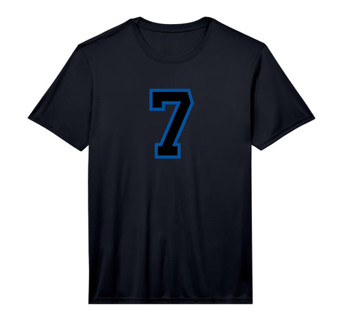 Blue Black Sports Team Number 7 T-Shirt - Graphic Print for Adults - T-Shirt, Sweatshirt, Hoodie