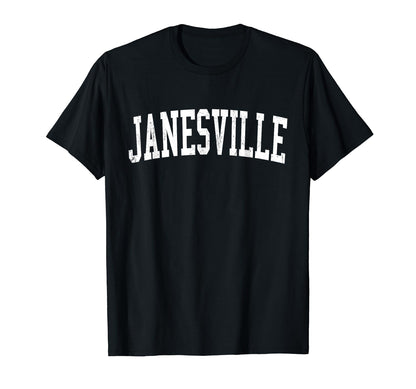 Janesville Wi Distressed White T-Shirt - Aesthetic Graphic for Adults - T-Shirt, Sweatshirt, Hoodie