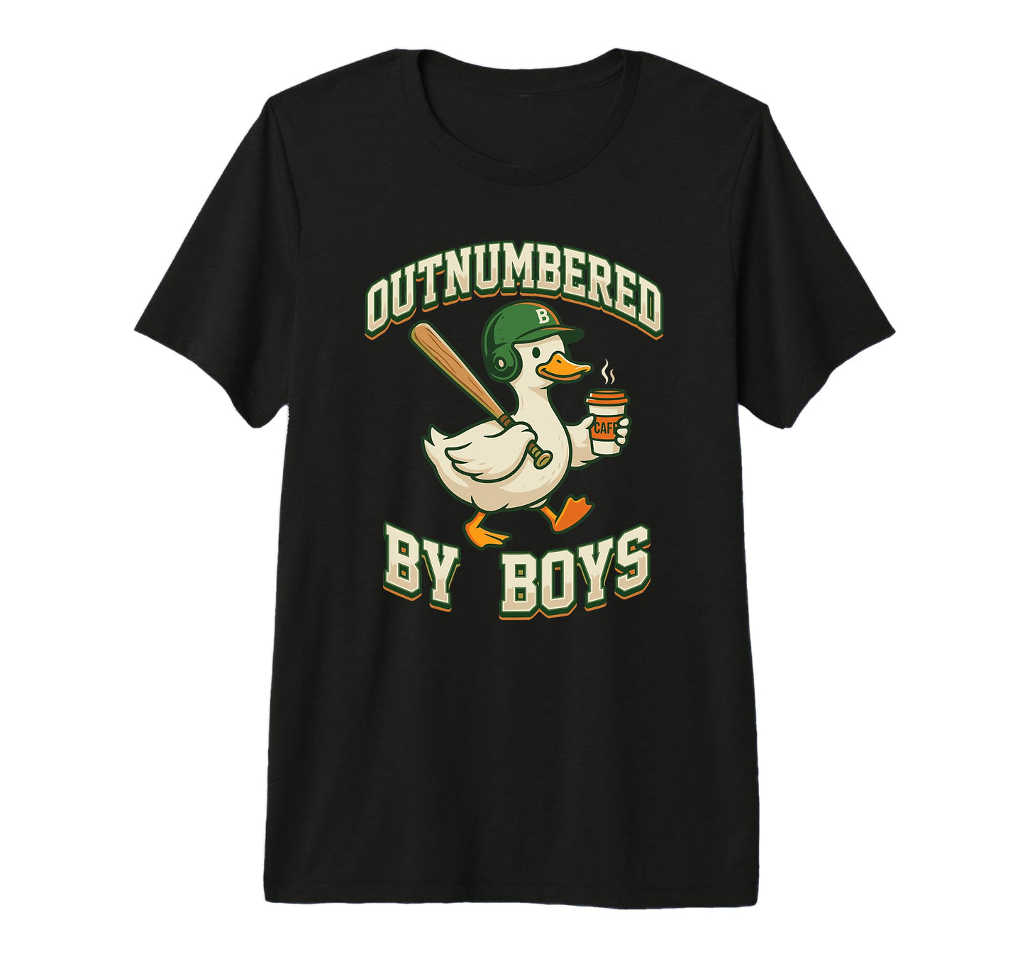 Outnumbered Baseball Duck Coffee Mom Tri T-Shirt - Novelty Apparel Unisex - T-Shirt, Sweatshirt, Hoodie