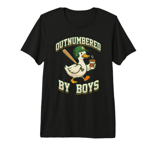 Outnumbered Baseball Duck Coffee Mom Tri T-Shirt - Novelty Apparel Unisex - T-Shirt, Sweatshirt, Hoodie