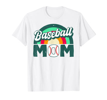 Baseball Mom Rainbow Game Day Funny T-Shirt - Fun Novelty Design Men Women - T-Shirt, Sweatshirt, Hoodie