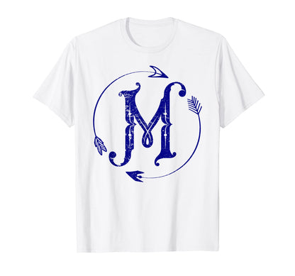 Initial M Monogram Boho Name T-Shirt - Casual Everyday Wear for Adults - T-Shirt, Sweatshirt, Hoodie