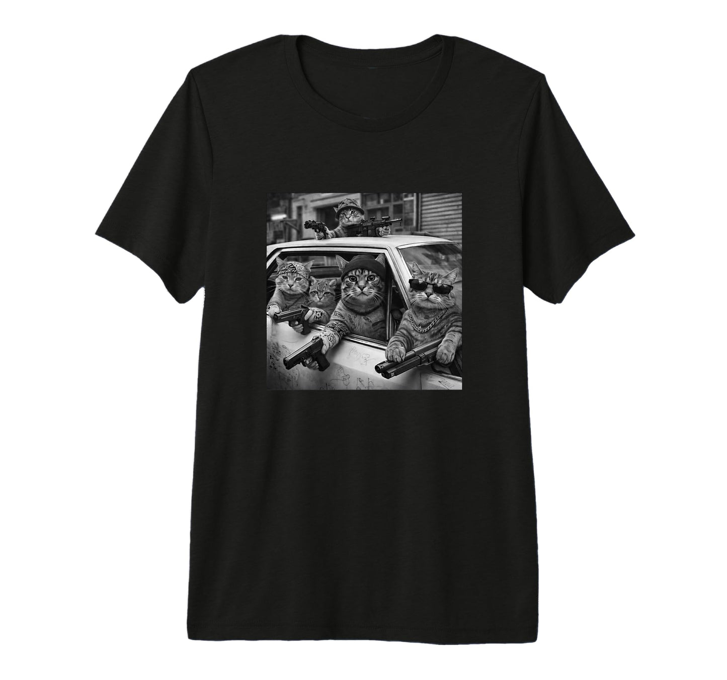 Funny Gangster Cat Old School Hip Hop T-Shirt - Unique Graphic Men Women - T-Shirt, Sweatshirt, Hoodie
