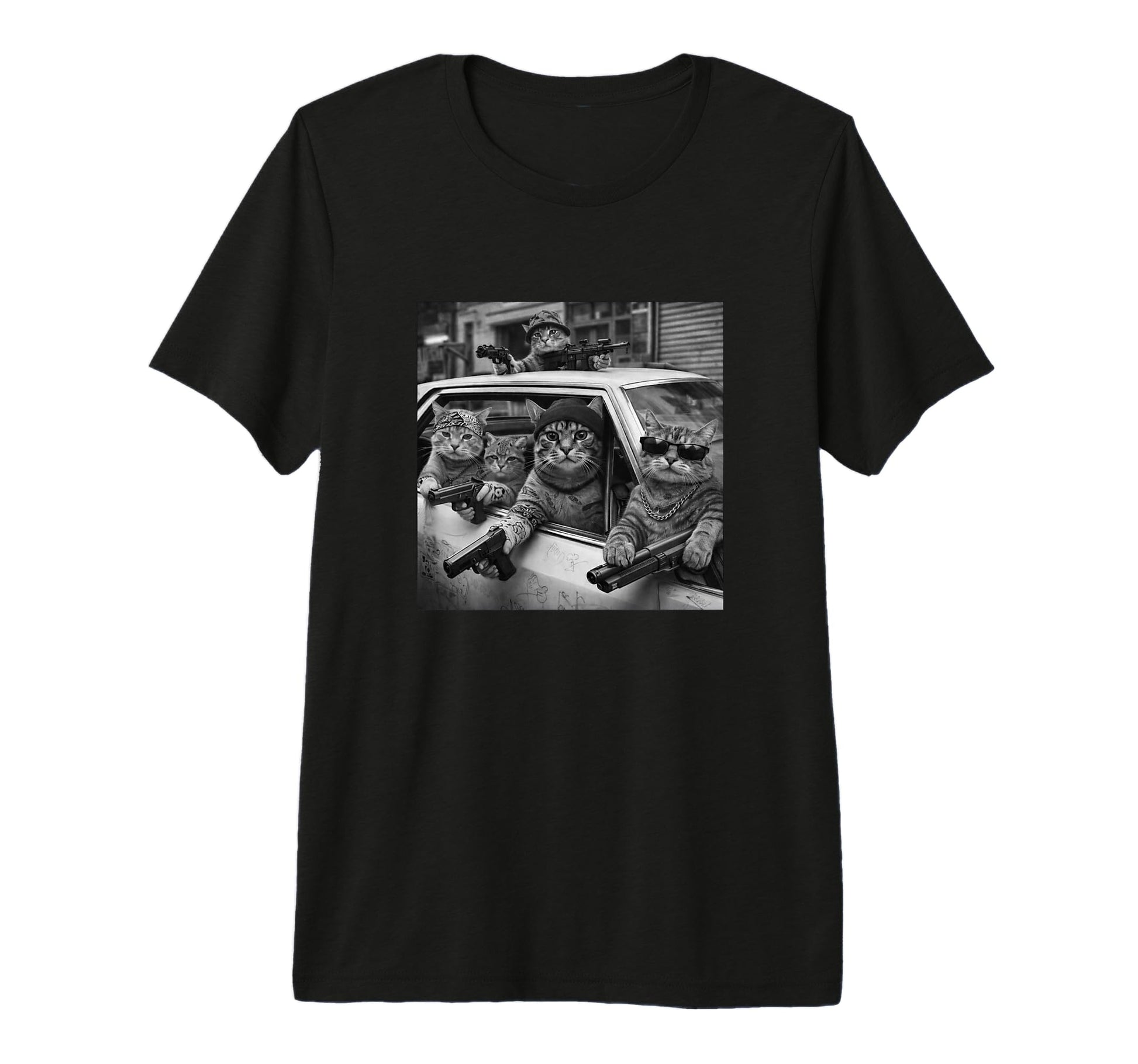 Funny Gangster Cat Old School Hip Hop T-Shirt - Unique Graphic Men Women - T-Shirt, Sweatshirt, Hoodie