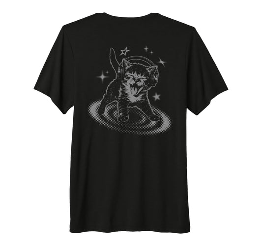 Y2K Cat Headphones Stars Silly 90S T-Shirt - Novelty Apparel Men Women - T-Shirt, Sweatshirt, Hoodie