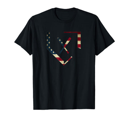 Home Plate Baseball Bats American Flag T-Shirt - Graphic Print for Adults - T-Shirt, Sweatshirt, Hoodie