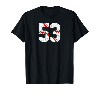 Baseball Player Jersey Number 53 53 T-Shirt - Streetwear Style Men Women - T-Shirt, Sweatshirt, Hoodie