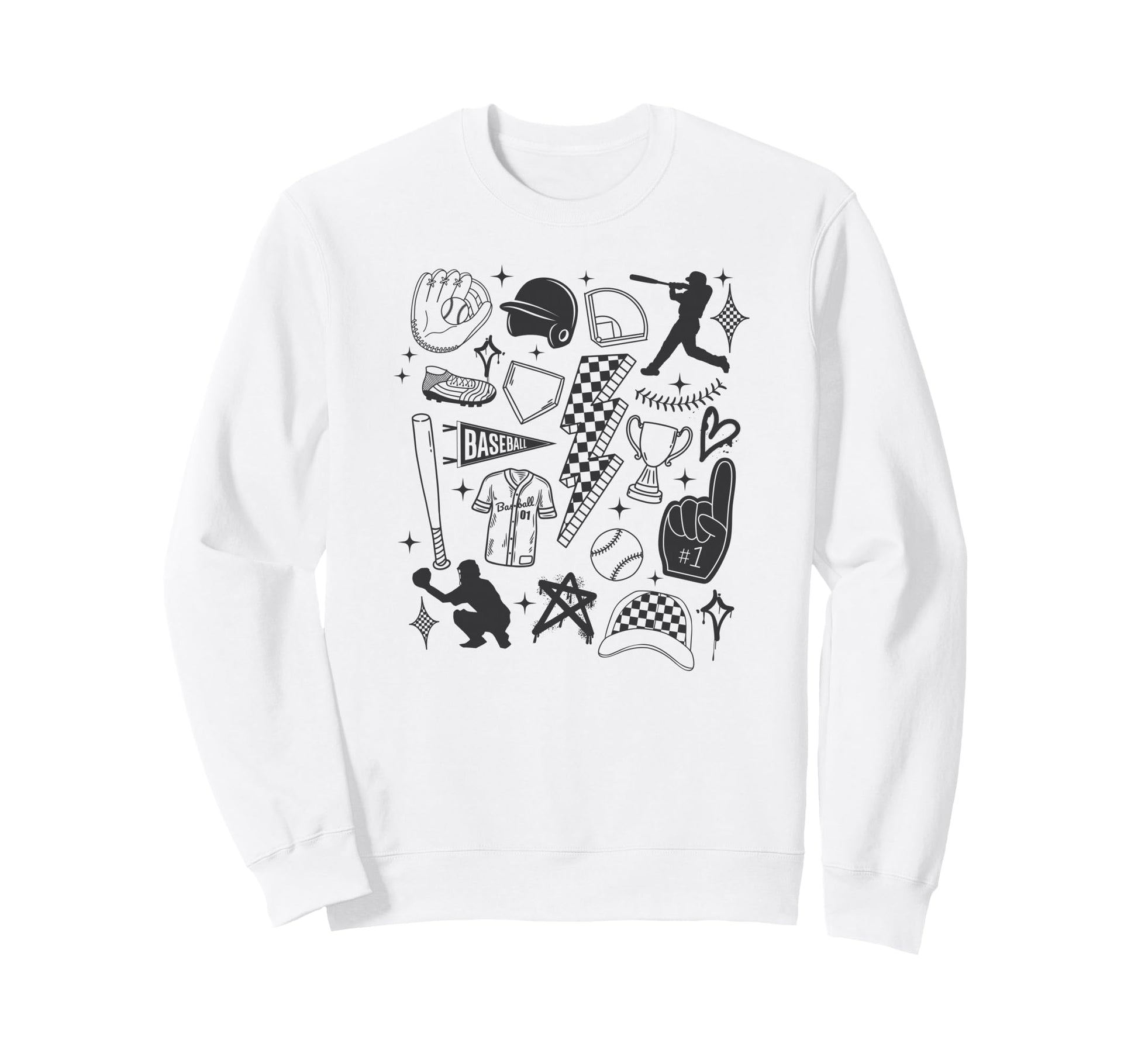 Baseball Player Game Day Punk Sweatshirt - Aesthetic Graphic for Adults - T-Shirt, Sweatshirt, Hoodie
