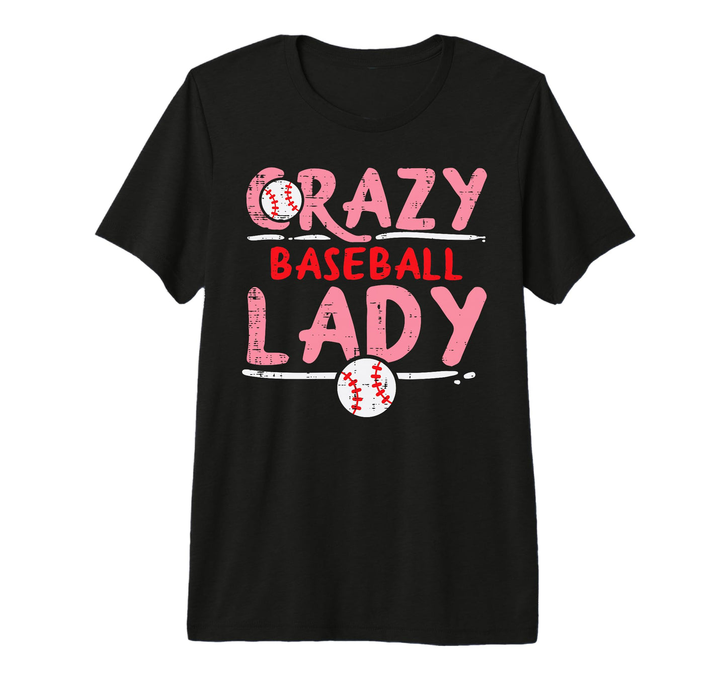 Crazy Baseball Lady Funny Sports Fan T-Shirt - Minimalist Print for Adults - T-Shirt, Sweatshirt, Hoodie