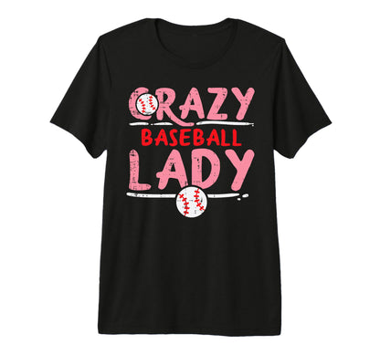 Crazy Baseball Lady Funny Sports Fan T-Shirt - Minimalist Print for Adults - T-Shirt, Sweatshirt, Hoodie