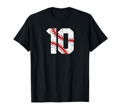 Baseball Player Jersey Number 10 10 T-Shirt - Unique Graphic Men Women - T-Shirt, Sweatshirt, Hoodie