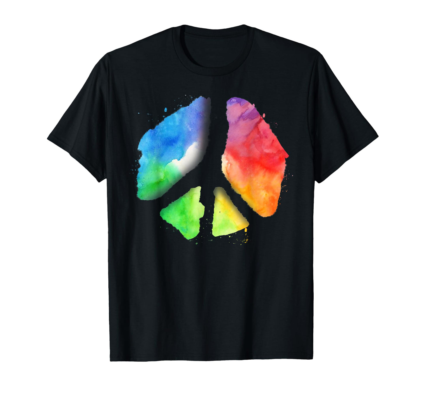 Peace Sign Watercolor Rainbow 70S 80S T-Shirt - Trendy Graphic Men Women - T-Shirt, Sweatshirt, Hoodie
