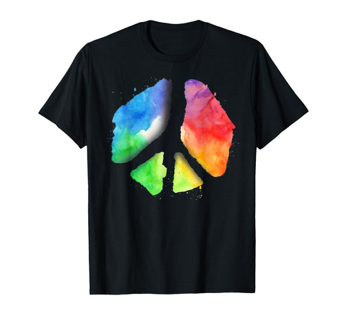 Peace Sign Watercolor Rainbow 70S 80S T-Shirt - Trendy Graphic Men Women - T-Shirt, Sweatshirt, Hoodie