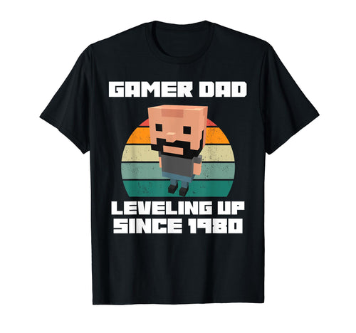Gamer Dad Leveling Up Since 1980 Father T-Shirt - Graphic Print for Adults - T-Shirt, Sweatshirt, Hoodie