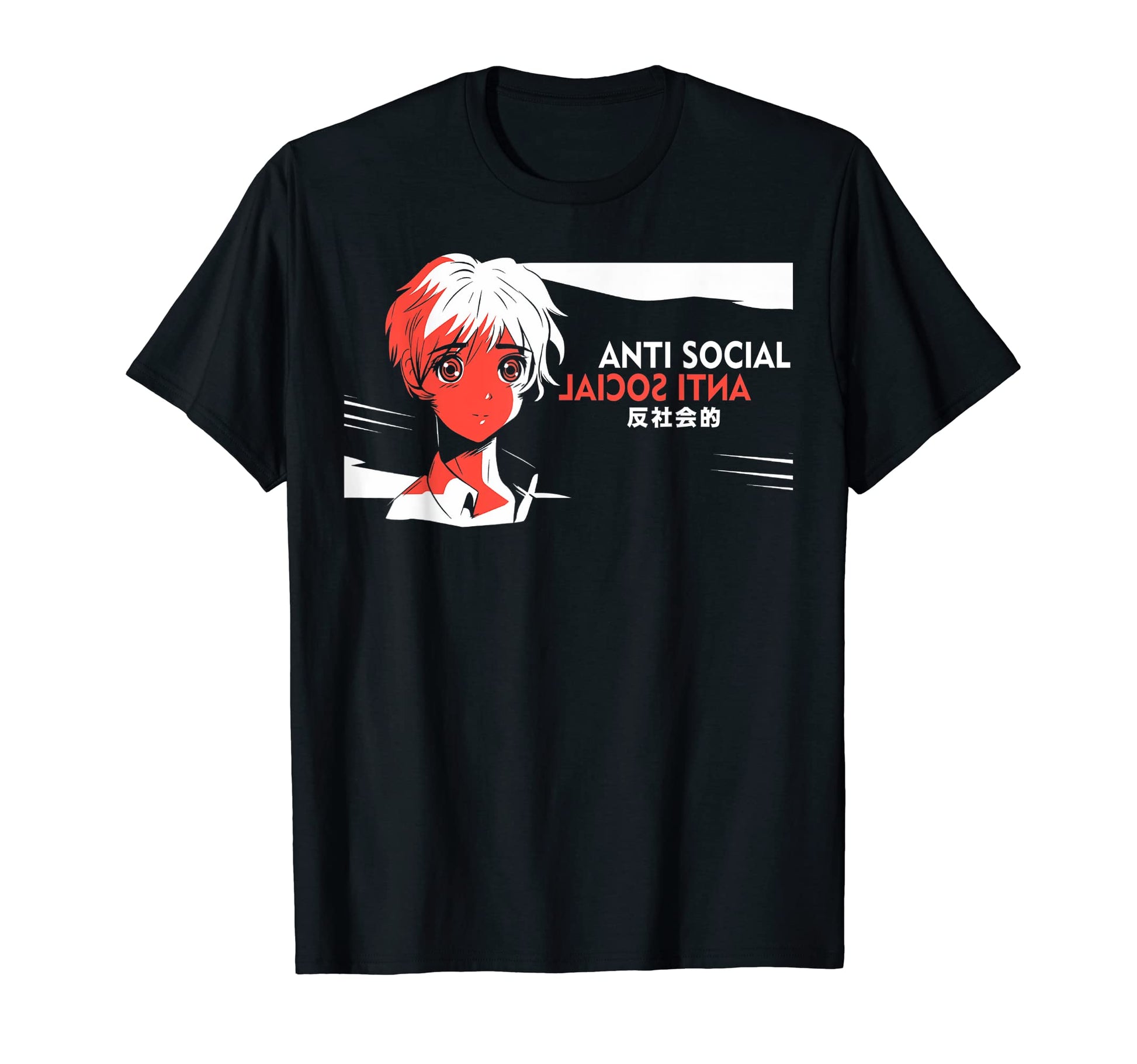 Anti Social Kanji Japanese Text T-Shirt - Novelty Apparel Men Women - T-Shirt, Sweatshirt, Hoodie