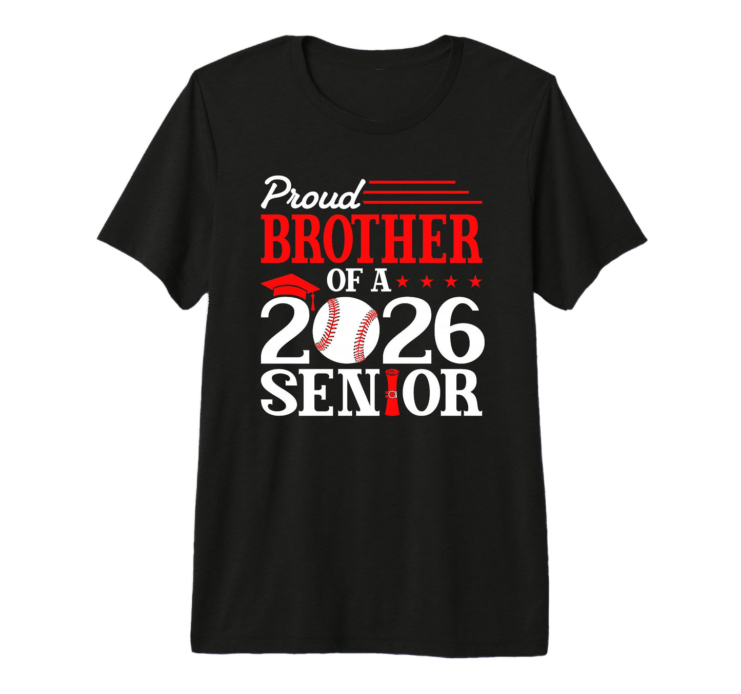 Proud Brother 2026 Senior Baseball T-Shirt - Minimalist Print Men Women - T-Shirt, Sweatshirt, Hoodie