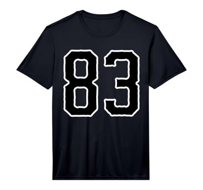 Number 83 White Black Sports Team T-Shirt - Unique Graphic Men Women - T-Shirt, Sweatshirt, Hoodie
