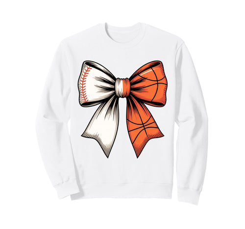 Baseball Basketball Coquette Bow Mom Sweatshirt - Graphic Print Men Women - T-Shirt, Sweatshirt, Hoodie