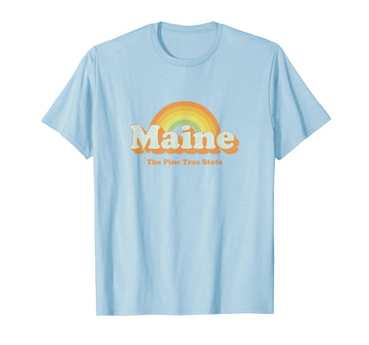 Maine 70S Rainbow T-Shirt - Minimalist Print Men Women - T-Shirt, Sweatshirt, Hoodie