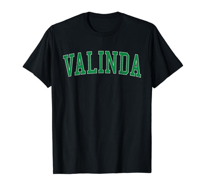 Valinda Ca Distressed Green Varsity T-Shirt - Trendy Graphic for Adults - T-Shirt, Sweatshirt, Hoodie