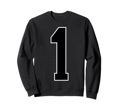 1 Black Sports Team Number Fan Sweatshirt - Graphic Print for Adults - T-Shirt, Sweatshirt, Hoodie