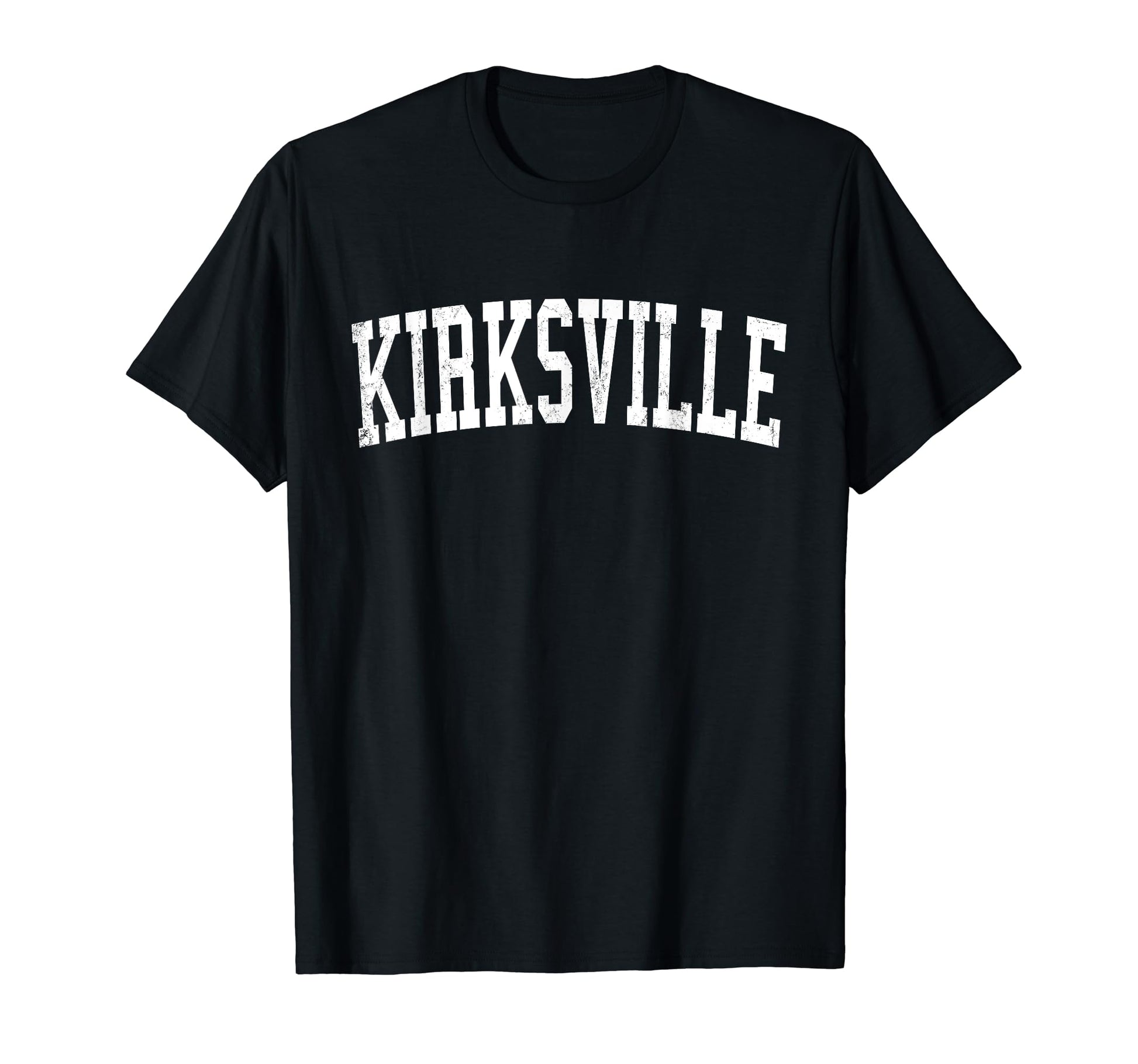 Kirksville Mo Distressed White Varsity T-Shirt - Custom Art Print Unisex - T-Shirt, Sweatshirt, Hoodie