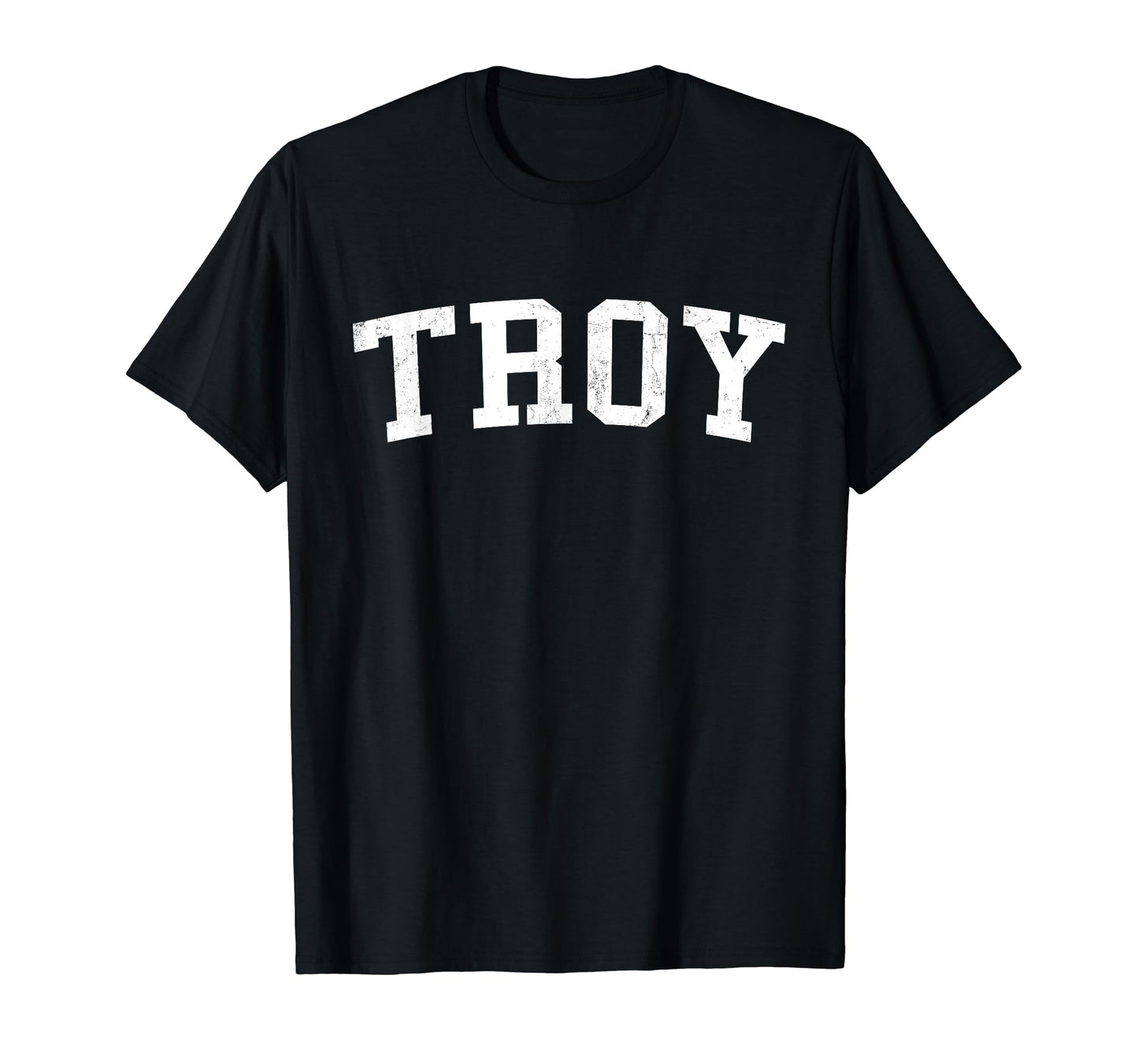 Troy Oh Distressed White Varsity T-Shirt - Aesthetic Graphic Unisex - T-Shirt, Sweatshirt, Hoodie