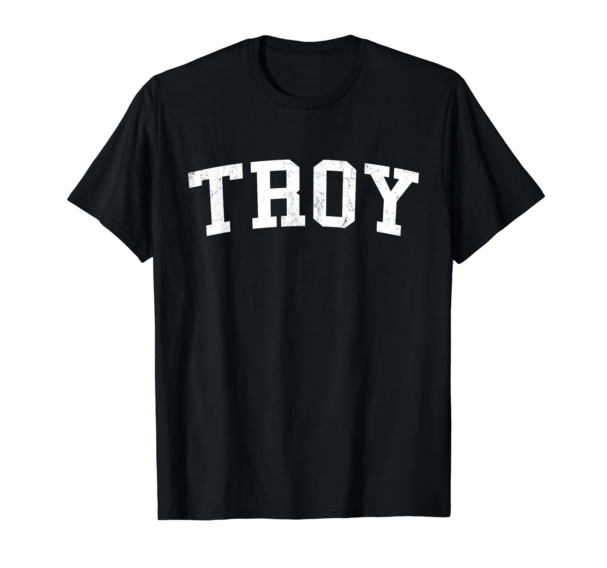 Troy Oh Distressed White Varsity T-Shirt - Aesthetic Graphic Unisex - T-Shirt, Sweatshirt, Hoodie
