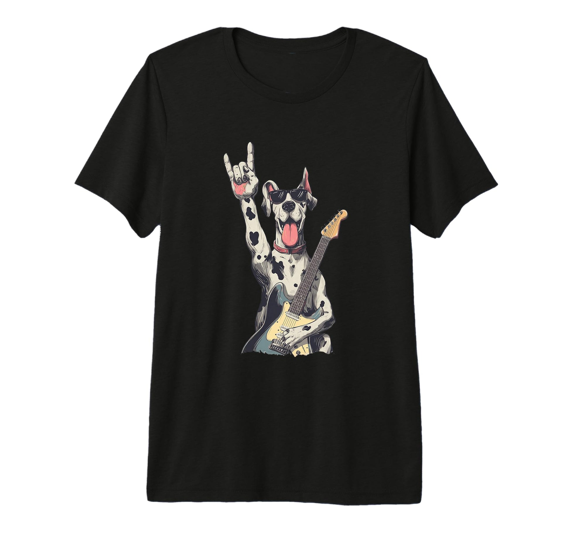 Rock Dog Guitar Playing Funny Pet Tri T-Shirt - Unique Graphic for Adults - T-Shirt, Sweatshirt, Hoodie