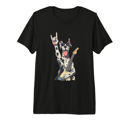 Rock Dog Guitar Playing Funny Pet Tri T-Shirt - Unique Graphic for Adults - T-Shirt, Sweatshirt, Hoodie