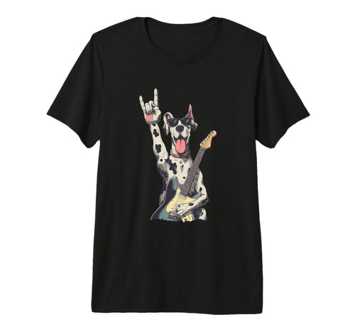 Rock Dog Guitar Playing Funny Pet Tri T-Shirt - Unique Graphic for Adults - T-Shirt, Sweatshirt, Hoodie