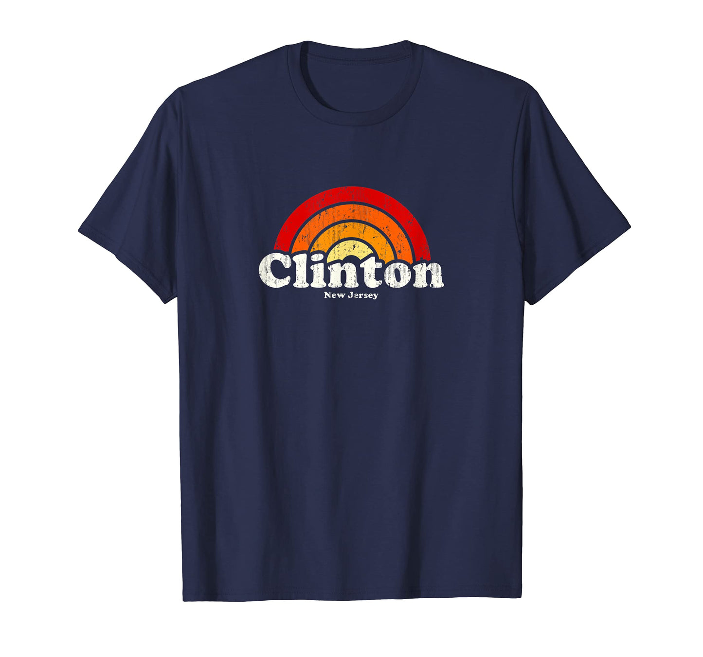 Clinton New Jersey Nj 70S Rainbow T-Shirt - Custom Art Print Unisex - T-Shirt, Sweatshirt, Hoodie