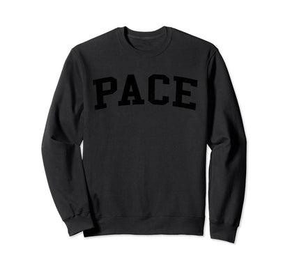 Pace Fl Distressed Black Varsity Sweatshirt - Minimalist Print for Adults - T-Shirt, Sweatshirt, Hoodie