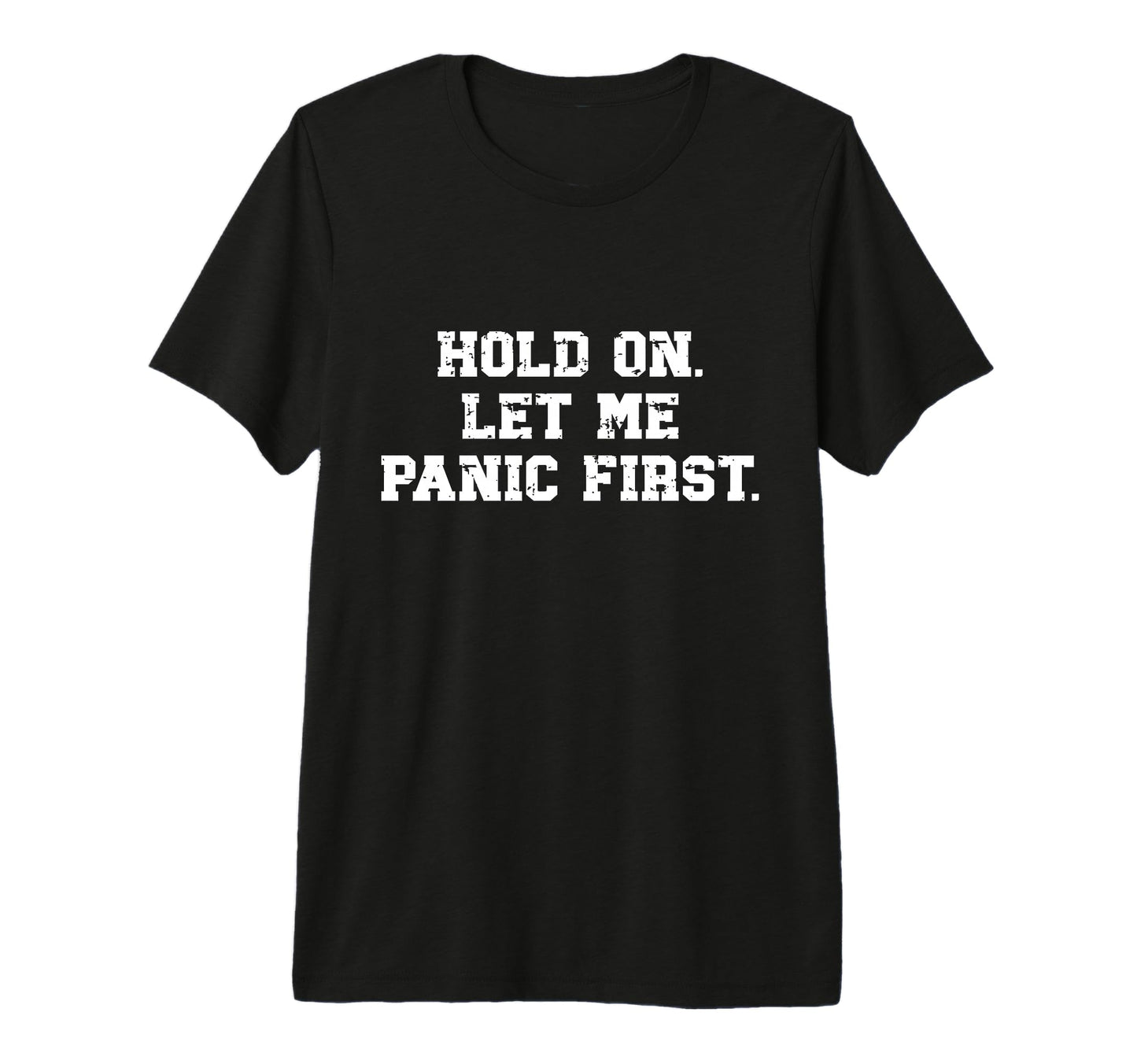 Funny Sarcastic Hold Let Me Panic T-Shirt - Novelty Apparel for Adults - T-Shirt, Sweatshirt, Hoodie