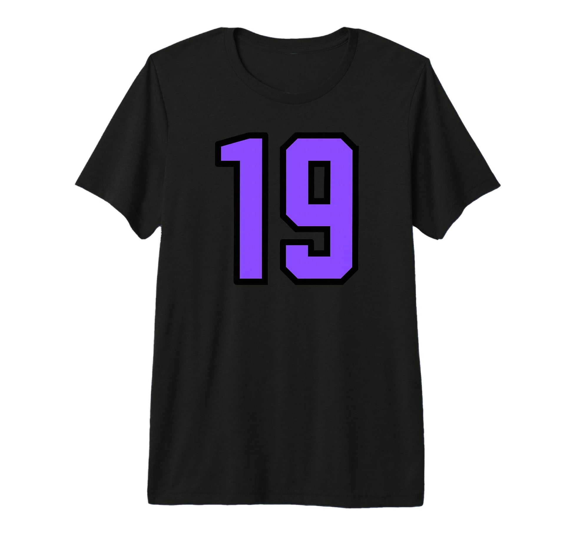 Purple Black Sport Team Number 19 Tri T-Shirt - Unique Graphic for Adults - T-Shirt, Sweatshirt, Hoodie