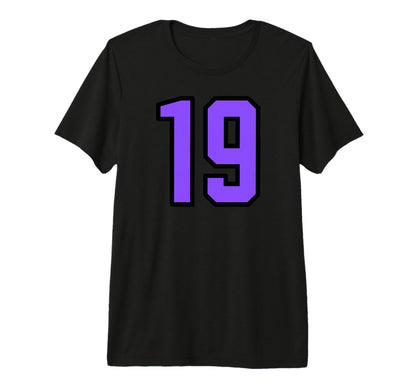 Purple Black Sport Team Number 19 Tri T-Shirt - Unique Graphic for Adults - T-Shirt, Sweatshirt, Hoodie