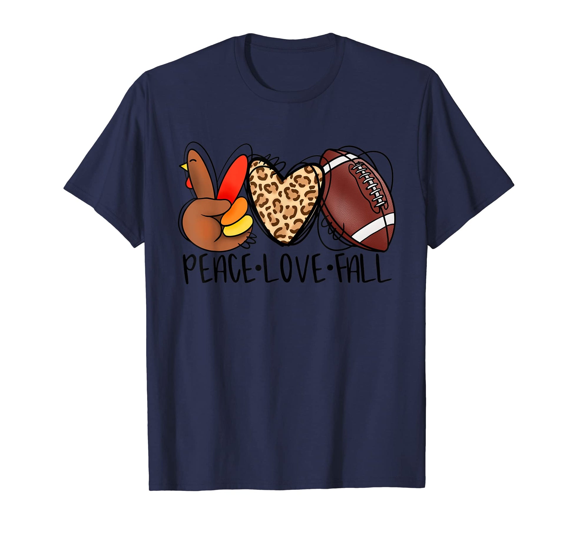 Thanksgiving Football Leopard Heart T-Shirt - Aesthetic Graphic Men Women - T-Shirt, Sweatshirt, Hoodie