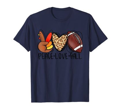 Thanksgiving Football Leopard Heart T-Shirt - Aesthetic Graphic Men Women - T-Shirt, Sweatshirt, Hoodie
