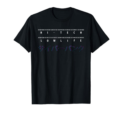 Hi Tech Low Life Binary Code Vaporwave T-Shirt - Novelty Apparel Unisex - T-Shirt, Sweatshirt, Hoodie