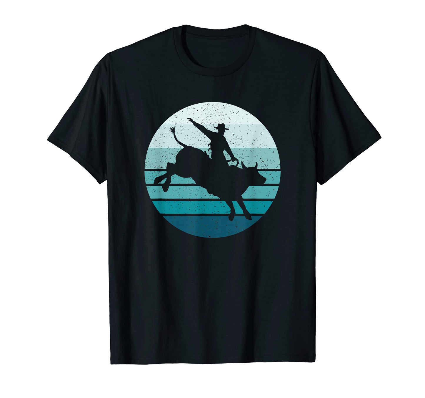 Bull Rider Bull Riding Rodeo Blue Striped T-Shirt - Graphic Print Unisex - T-Shirt, Sweatshirt, Hoodie