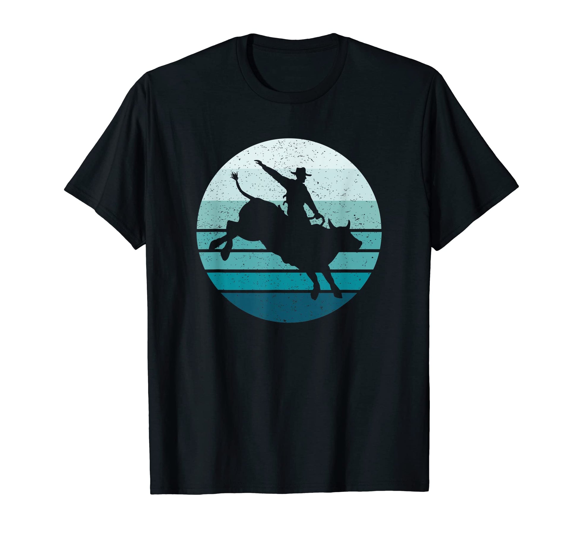 Bull Rider Bull Riding Rodeo Blue Striped T-Shirt - Graphic Print Unisex - T-Shirt, Sweatshirt, Hoodie