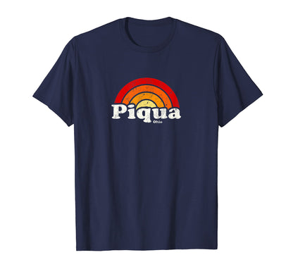 Piqua Ohio Oh 70S Rainbow T-Shirt - Graphic Print Unisex - T-Shirt, Sweatshirt, Hoodie