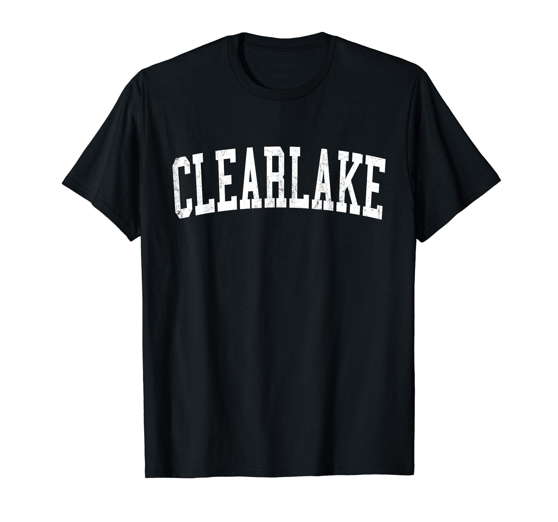 Clearlake Ca Distressed White Varsity T-Shirt - Aesthetic Graphic Unisex - T-Shirt, Sweatshirt, Hoodie