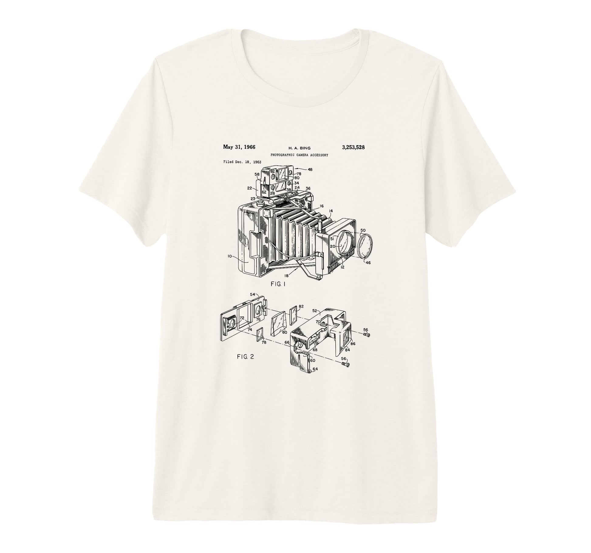 Camera Diagram Patent 1966 Photography T-Shirt - Trendy Graphic Men Women - T-Shirt, Sweatshirt, Hoodie