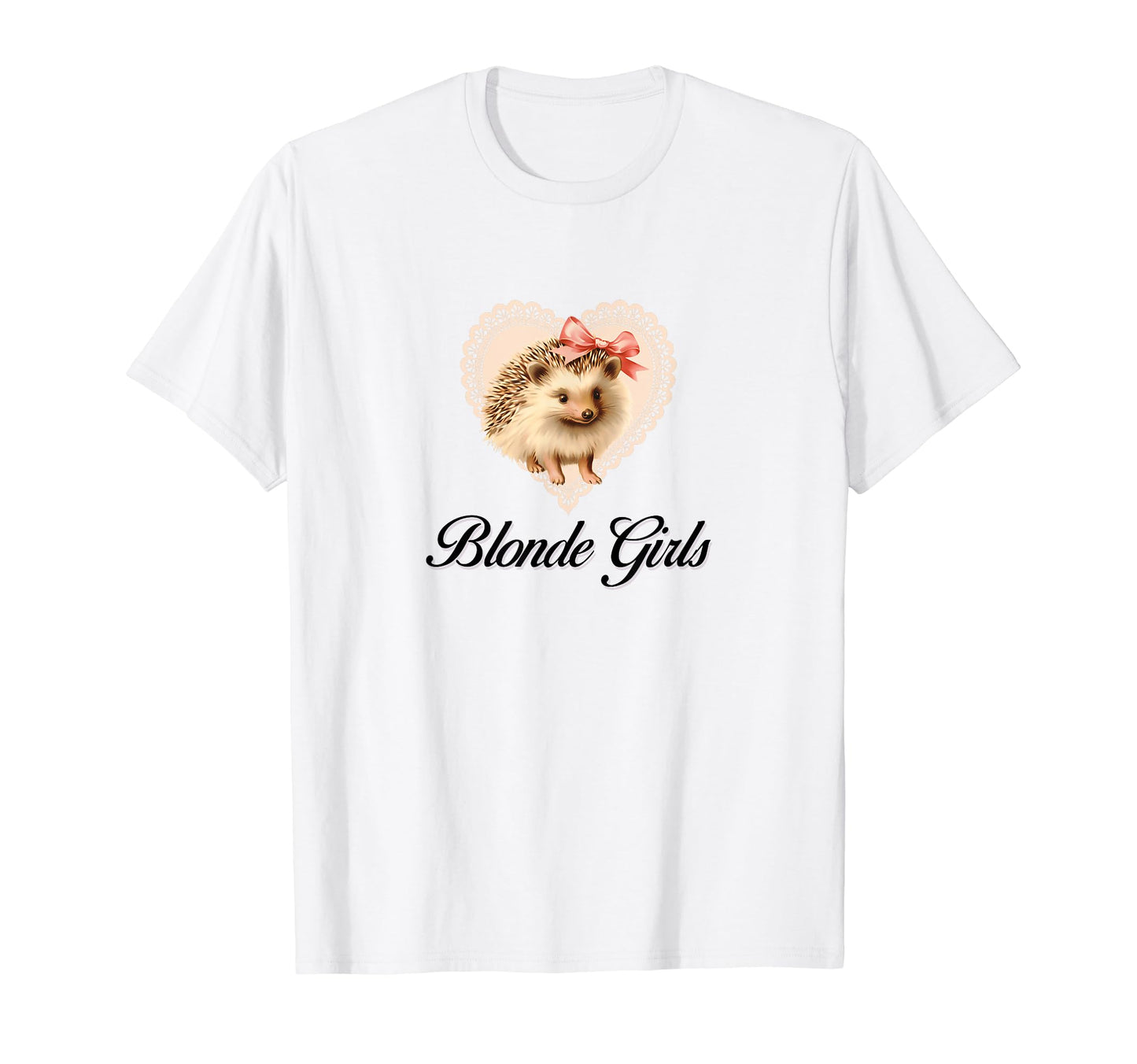 Blonde Hedgehog Coquette Bow Girlcore T-Shirt - Unique Graphic Men Women - T-Shirt, Sweatshirt, Hoodie