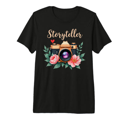 Photo Camera Flowers Storyteller T-Shirt - Unique Graphic Unisex - T-Shirt, Sweatshirt, Hoodie
