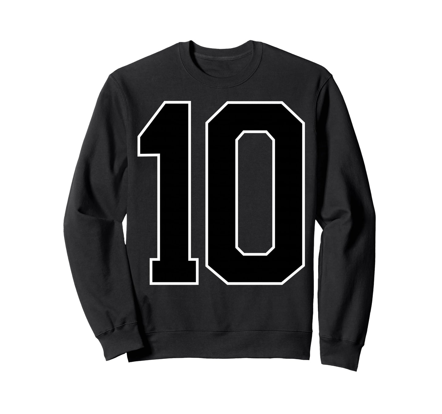 Black Sports Team Number 10 Fan Sweatshirt - Minimalist Print Unisex - T-Shirt, Sweatshirt, Hoodie