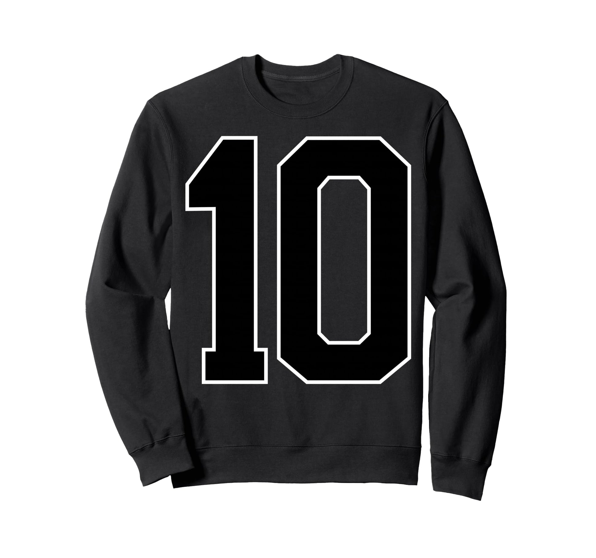 Black Sports Team Number 10 Fan Sweatshirt - Minimalist Print Unisex - T-Shirt, Sweatshirt, Hoodie
