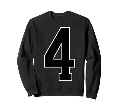 Black Sports Team Number 4 Sweatshirt - Minimalist Print Unisex - T-Shirt, Sweatshirt, Hoodie